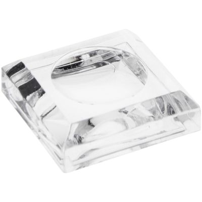 Plymor Clear Acrylic Square Display Base with Indented Circle to Hold Egg, Marble, Ball or Sphere, 0.875" W x 0.875" D x 0.25" H (0.5" Circle), Pack of 24