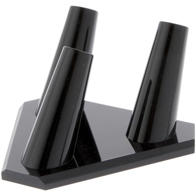 Plymor Black Acrylic Ring Finger Display, Triple on Triangle Base, 3.5" W x 3.25" D x 1.75" H (6 Pack)
