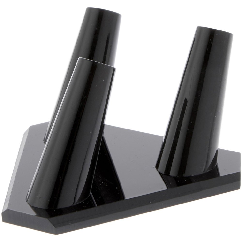 Plymor Black Acrylic Ring Finger Display, Triple on Triangle Base, 3.5" W x 3.25" D x 1.75" H (6 Pack)