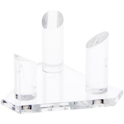 Plymor Clear Acrylic Beveled Triangular Display Base with 3 Display Prongs for Geode, Mineral or Crystal Cluster, 3.75" W x 3.25" D x 2" H, Pack of 3