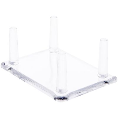Plymor Clear Acrylic Rectangular Base with 4 Display Prongs for Geode, Mineral or Crystal Cluster, 1.5" H x 3.375" W x 2.5" D (6 Pack)