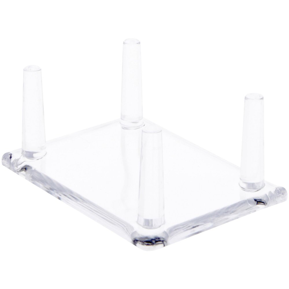 Plymor Clear Acrylic Rectangular Base with 4 Display Prongs for Geode, Mineral or Crystal Cluster, 1.5" H x 3.375" W x 2.5" D (6 Pack)
