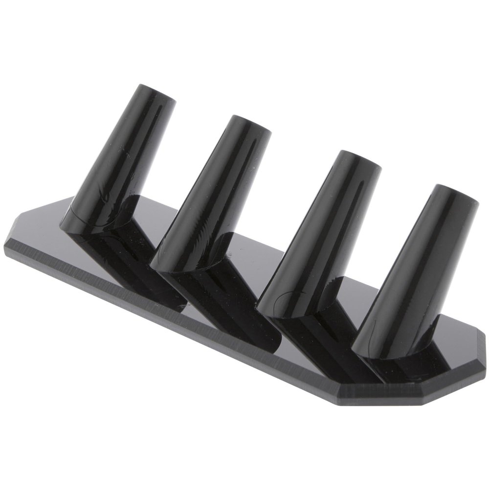 Plymor Black Acrylic Ring Finger Display, Four, 6.875" W x 2" D x 1.75" H (3 Pack)