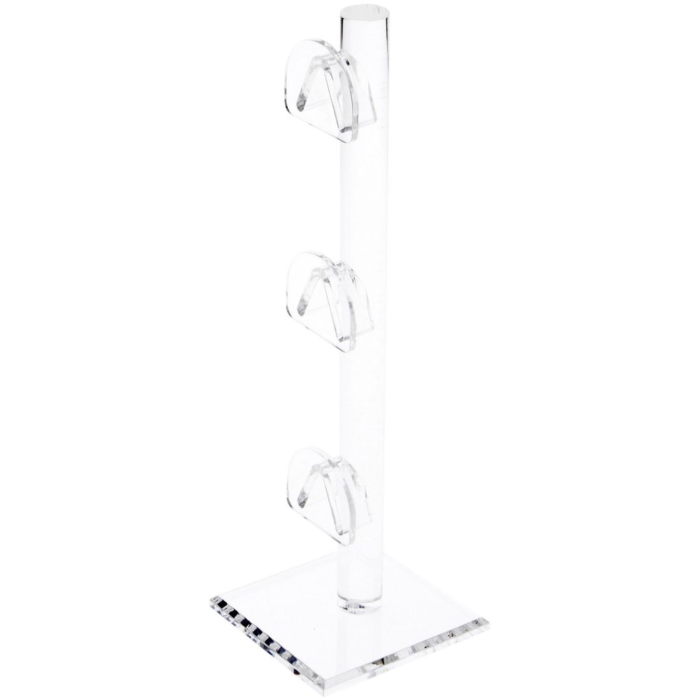 Plymor Clear Acrylic 3 Curved Bridge Display Risers for Eyeglass Frames, 9.25" H x 3" W x 3" D (6 Pack)