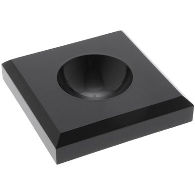 Plymor Black Acrylic Square Display Base with Indented Circle to Hold Egg, Marble, Ball or Sphere, 3.5" W x 3.5" D x 0.75" H (1.875" Circle), Pack of 6