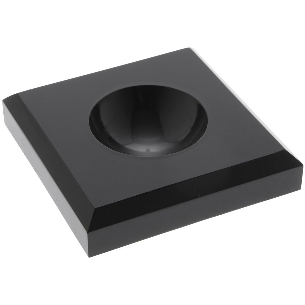 Plymor Black Acrylic Square Display Base with Indented Circle to Hold Egg, Marble, Ball or Sphere, 3.5" W x 3.5" D x 0.75" H (1.875" Circle), Pack of 6