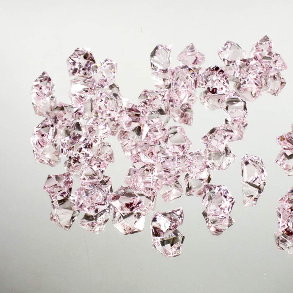 WGV Acrylic Ice Rock Crystals Treasure Gems for Table Scatters, Vase Fillers, Wedding, Banquet, Party, Event, Birthday Decor (Approx 150 pcs per Bag), 1 Box with 24 Bags, Pink
