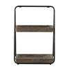 A&B Home 2 Tier Wood Decorative Tray with Metal Frame - Natural, Black Finish view 1