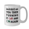 BeeTeeStore Programmer Mug with Humorous Tech Quote - Have You Tried Turning It Off and On Again - 15oz White Ceramic Coffee Cup for Coders, Developers, and Computer Nerds view 2