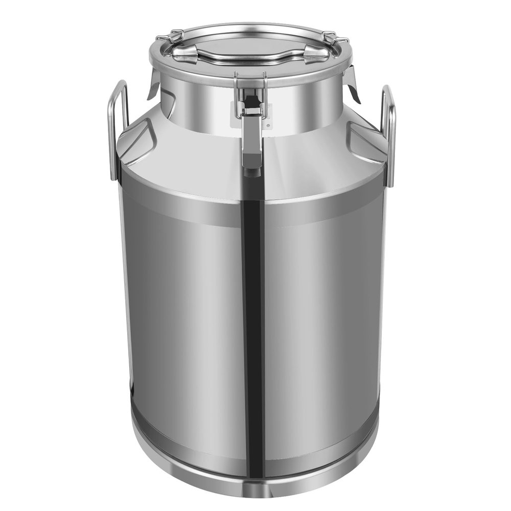 60L/15.8 Gallon Stainless Steel Milk Can - Heavy Duty Milk Jug Bucket with Ergonomic Handle and Tight Lid, SS Liquid Solid Container, Non-Slip Base, Seamless Design, Simply Rinse for Clean