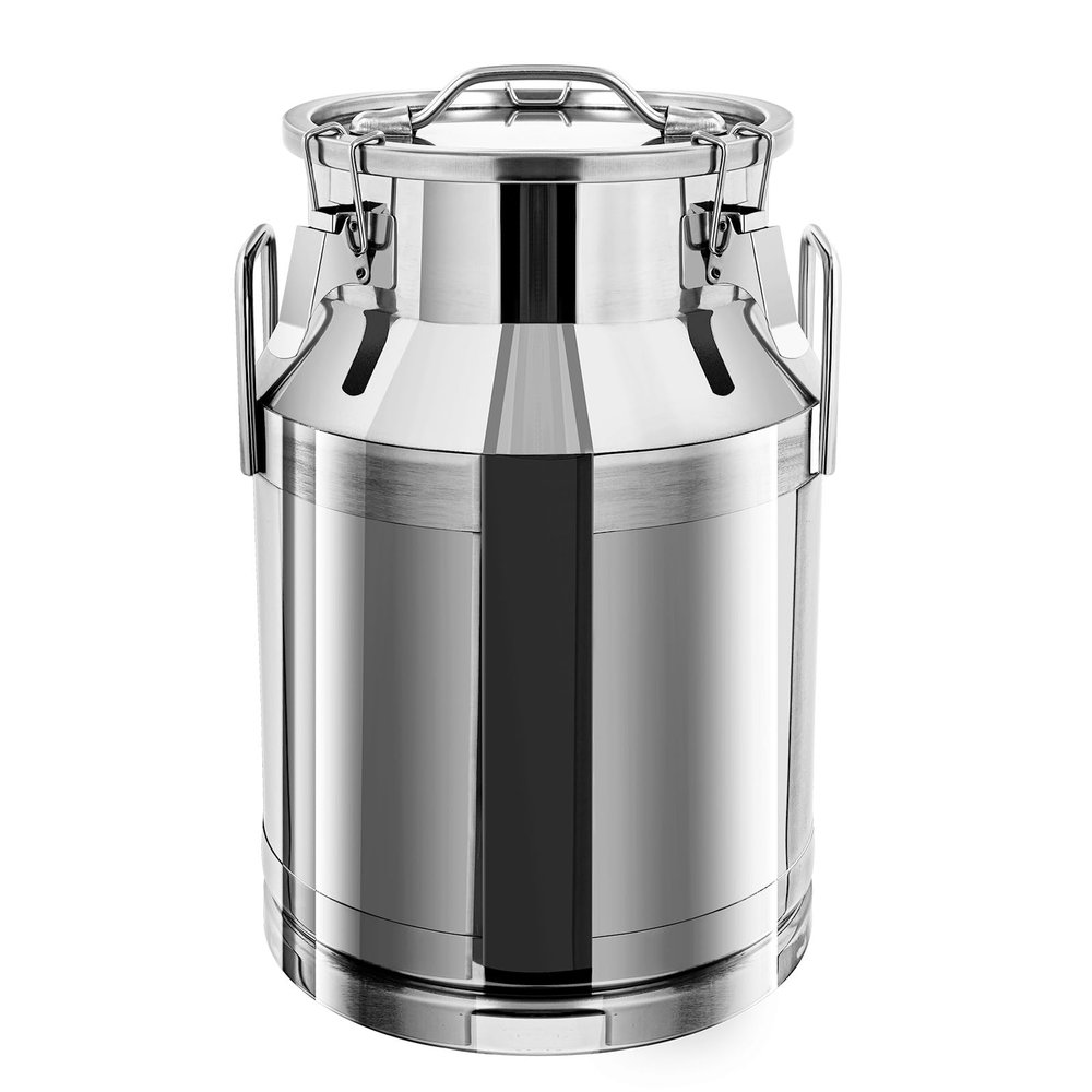 30L/7.9 Gallon Stainless Steel Milk Can with Lid - Heavy Duty Milk Jug Bucket with Ergonomic Handle and Tight Lid, SS Liquid Solid Container, Non-Slip Base, Seamless Design, Simply Rinse for Clean