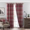 always4u Plaid Curtains 100% Blackout Thermal Energy Saving Drapes for Bedroom Woolen Look Farmhouse Living Room Curtains 2 Panels 54 * 84 Burgundy Red view 1