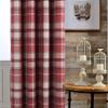 always4u Plaid Curtains 100% Blackout Thermal Energy Saving Drapes for Bedroom Woolen Look Farmhouse Living Room Curtains 2 Panels 54 * 84 Burgundy Red view 2