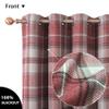 always4u Plaid Curtains 100% Blackout Thermal Energy Saving Drapes for Bedroom Woolen Look Farmhouse Living Room Curtains 2 Panels 54 * 84 Burgundy Red view 3
