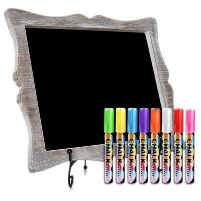 Tabletop Chalkboard Sign with Easel (11x13) + 8 Brilliant Liquid Chalk Markers | Hanging or Freestanding Framed Chalk Board with Hand Crafted Sweetheart Frame - Multipurpose Small Sign