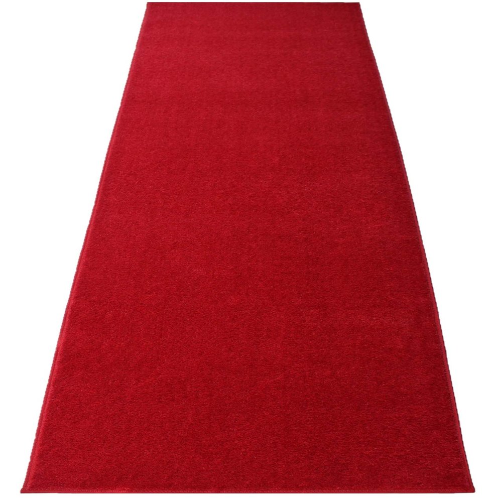 Red Event Carpet Aisle Runner - Quality Plush Pile Rug with Backing, Binding in Various Sizes (3 X 10 ft, Red)