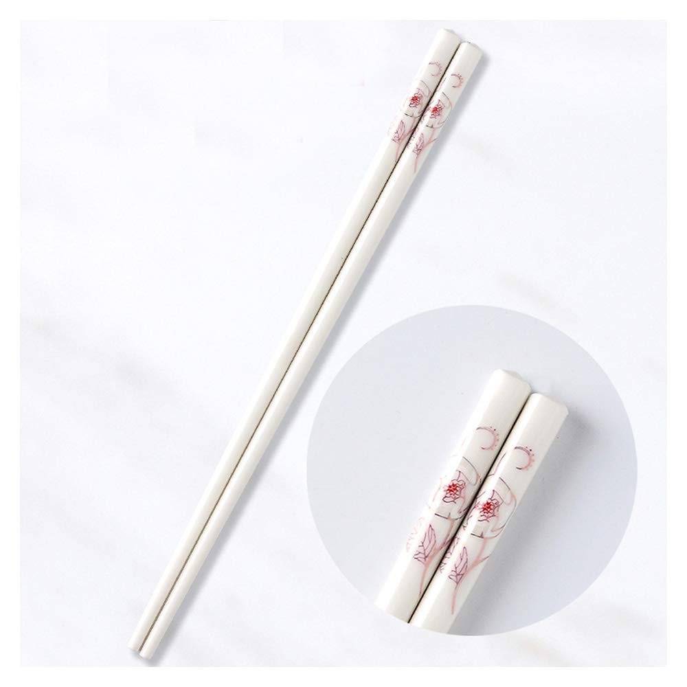 Porcelain Chopsticks, Chopsticks Reusable Chinese Chopsticks Dishwasher Safe Tableware High temperature resistance, High-grade Bone Chopsticks expensive bulk Gift (D)