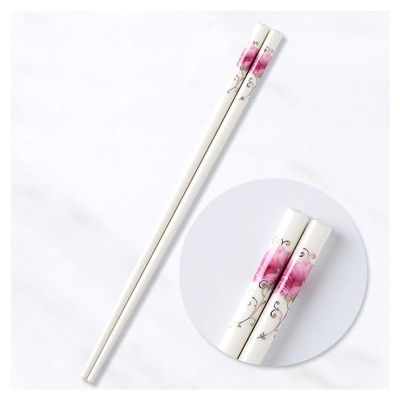 Porcelain Chopsticks, Chopsticks Reusable Chinese Chopsticks Dishwasher Safe Tableware High temperature resistance, High-grade Bone Chopsticks expensive bulk Gift (B)