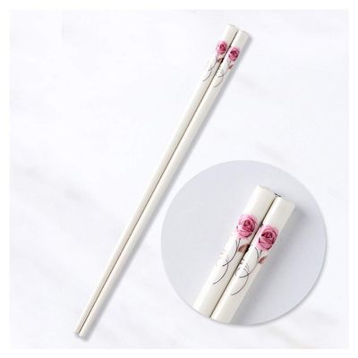 Porcelain Chopsticks, Chopsticks Reusable Chinese Chopsticks Dishwasher Safe Tableware High temperature resistance, High-grade Bone Chopsticks expensive bulk Gift (C)