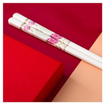 ZHOUXIAO Porcelain Chopsticks, Chopsticks Reusable Chinese Chopsticks Dishwasher Safe Tableware High Temperature Resistance, High-Grade Bone Chopsticks Expensive Gift Box Set Gift (G)
