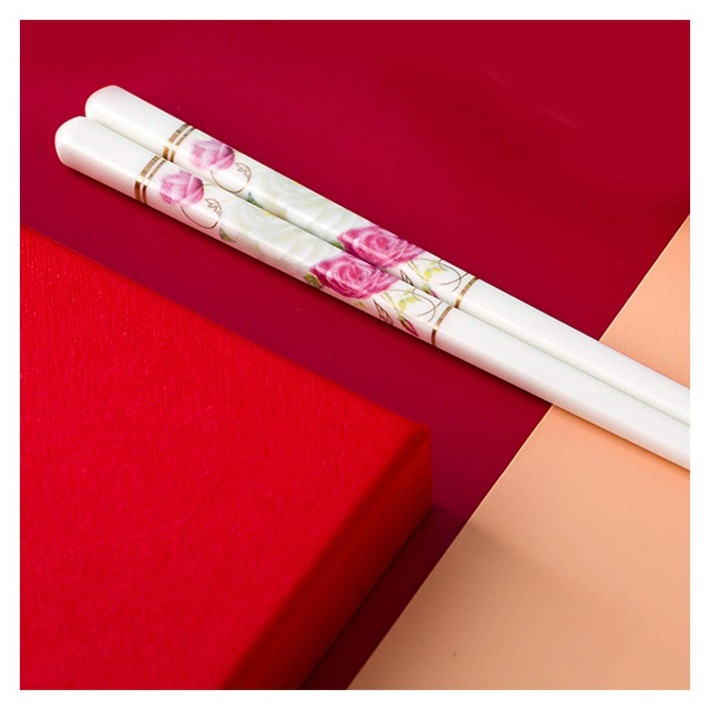 ZHOUXIAO Porcelain Chopsticks, Chopsticks Reusable Chinese Chopsticks Dishwasher Safe Tableware High Temperature Resistance, High-Grade Bone Chopsticks Expensive Gift Box Set Gift (G)