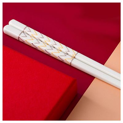 ZHOUXIAO Porcelain Chopsticks, Chopsticks Reusable Chinese Chopsticks Dishwasher Safe Tableware High Temperature Resistance, High-Grade Bone Chopsticks Expensive Gift Box Set Gift (E)