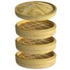 3 Tiers Large 10 Inches Diameter Natural Bamboo Steamer With Lid and 100 Sheets Of Paper Liner, Perfect For Healthy Cooking Of Dumplings, Meat And Vegetables view 1