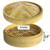 3 Tiers Large 10 Inches Diameter Natural Bamboo Steamer With Lid and 100 Sheets Of Paper Liner, Perfect For Healthy Cooking Of Dumplings, Meat And Vegetables view 4