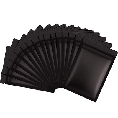 Blulu 100 Pieces Resealable Foil Proof Bags Scent Proof Flat Pouch Clear Smell Sealable Packing Bags Iridescent for Food Storage Snack Jewelry(5 x 7 Inches,Black)