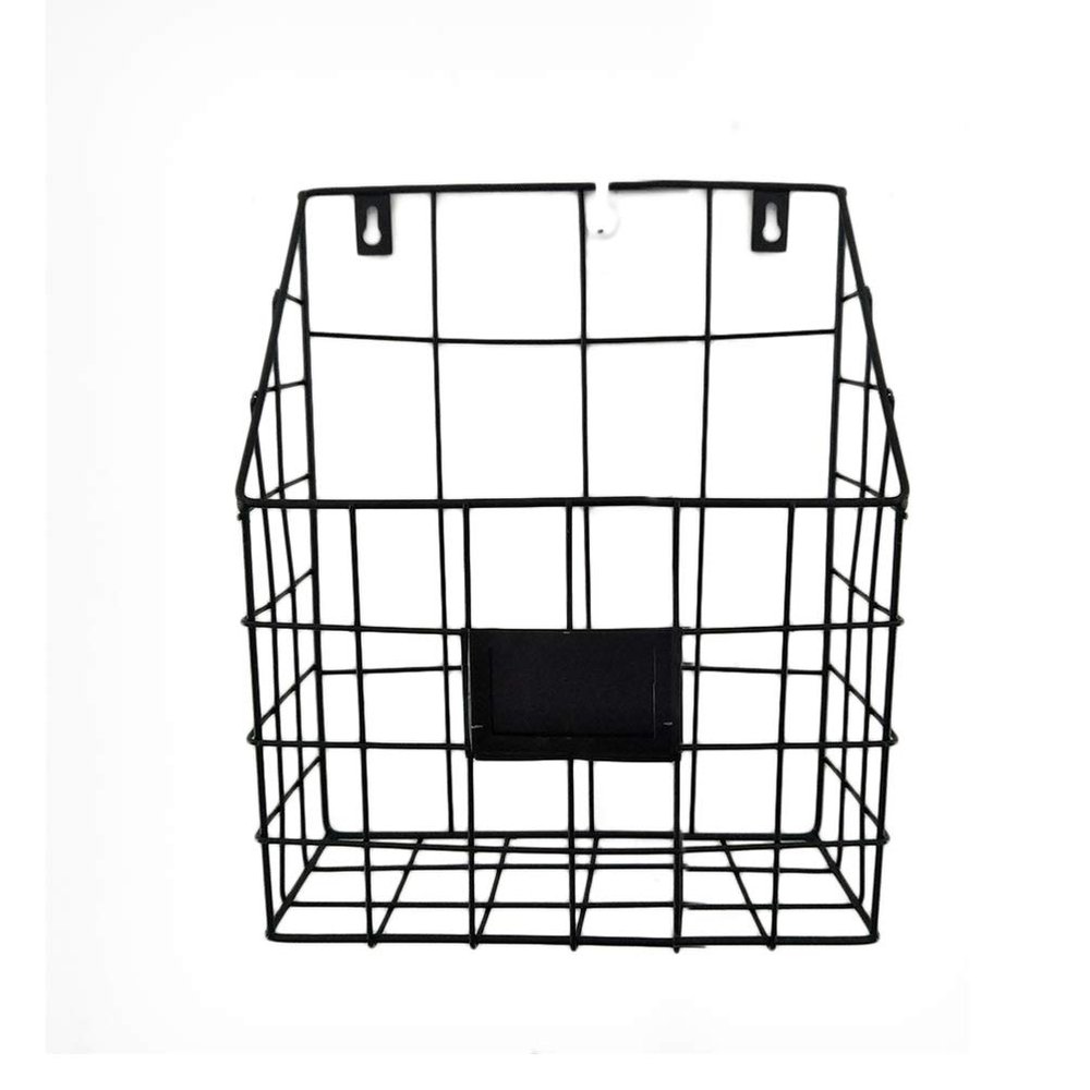 EXCEART Black Metal Wall Mounted File Basket, 10-Inch