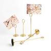 wadbeev 6 Heavy Base Wire Place Card Holders, 8" Gold Table Number Ring-Clip Menu Photo Picture Holder Wedding Birthday Party Decoration Centerpiece with Stand view 1