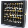 flag connections Tea Spoon Souvenir Spoon Display Case Rack Cabinet, Real Glass Door view 1