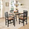 Giantex 5 Piece Dining Set with 4 Chairs, Solid Wood Frame, Dining Kitchen Table Set for 4 Person, Home Furniture Set for Kitchen, Dinning Room and Apartment (Walnut & Black) view 3