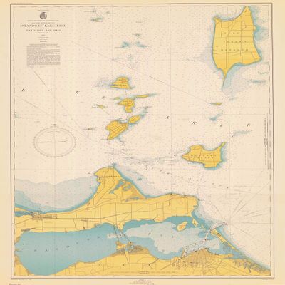 Lake Erie Islands & Sandusky Bay 1946 - Vintage Map Reproduction - Nautical Decor - Wall Art (18x24)