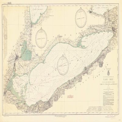 Lake Erie 1934 - Vintage Map Reproduction - Nautical Decor - Wall Art (18x24)