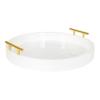 Kate and Laurel Lipton Modern Round Tray, 15.5" Diameter, White and Gold, Decorative Accent Tray for Storage and Display view 1