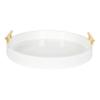 Kate and Laurel Lipton Modern Round Tray, 15.5" Diameter, White and Gold, Decorative Accent Tray for Storage and Display view 2