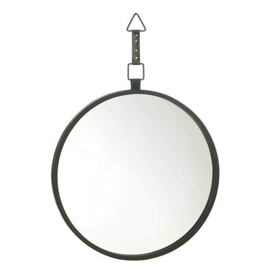 Accent Plus Round Mirror with Leather Strap 19.75x28.25x1.25