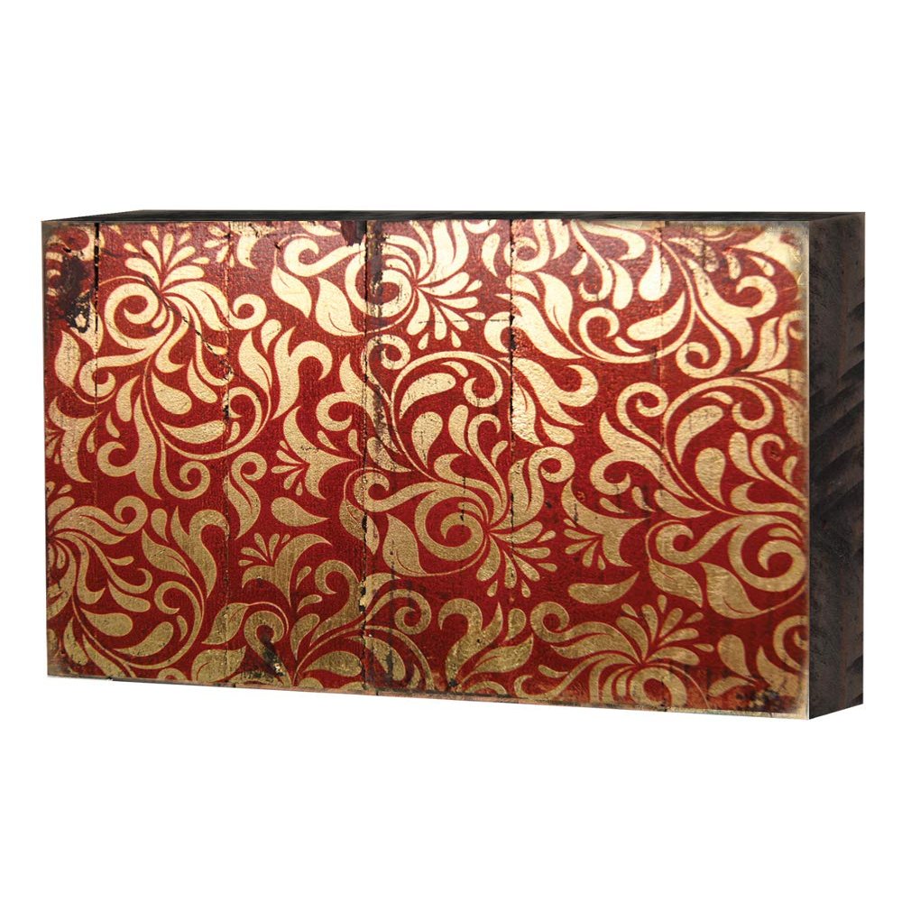 Designocracy 95006-12 Patterned Rustic Wooden Block Design Graphic Art