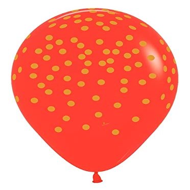 11" Gold Confetti On Red Balloons