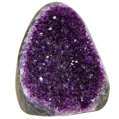Extreme Rocks & Fossils Natural Amethyst Cluster with Polished Edges [0.75 to 1 lb.] Real Raw Geode Healing Crystal Rock from Uruguay, Deep Purple Decor and a Free Velvet Pouch of Rose Quartz