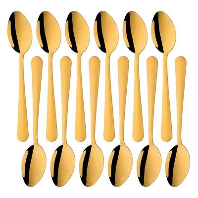 12-Piece Stainless Steel Dinner Spoons Set, Table Spoon Dessert Spoons for Home, Kitchen or Restaurant - 6.9 Inches, Golden