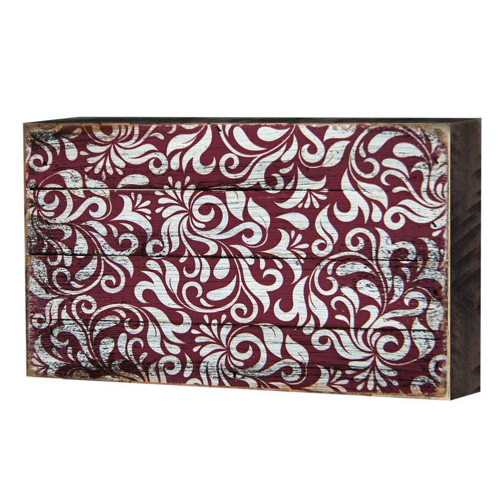 Designocracy 95001-12 Decorative Patterned Rustic Wooden Block Design Graphic Art