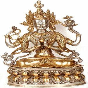 Exotic India Tibetan Buddhist Deity Four Armed Avalokiteshvara (Chenrezig)