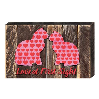 Designocracy 98734-12 Love at First Sight Cats Art on Board Wall Decor