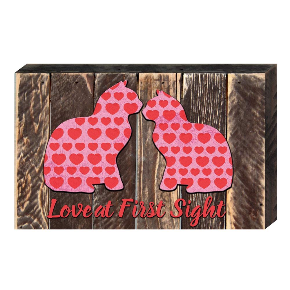 Designocracy 98734-12 Love at First Sight Cats Art on Board Wall Decor