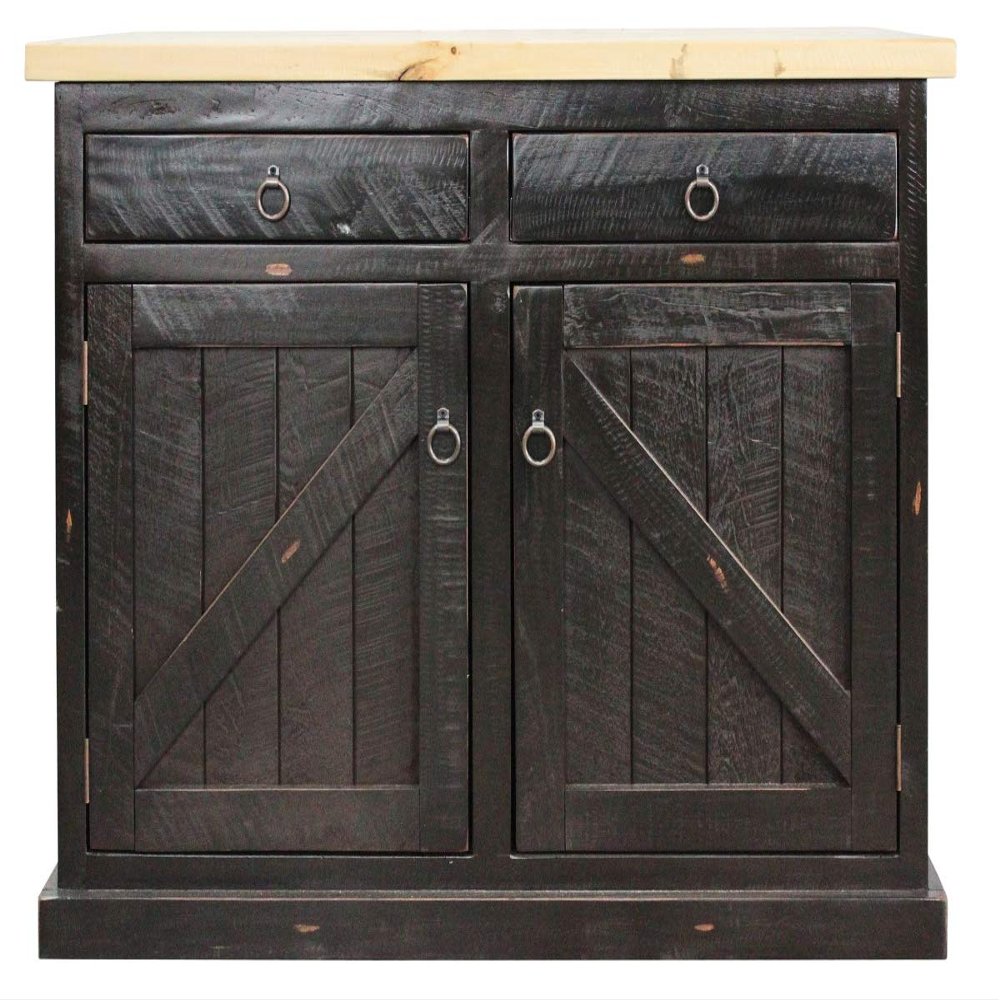 American Heartland 30116GRPT Rustic Kitchen Island with Pine Top, Green