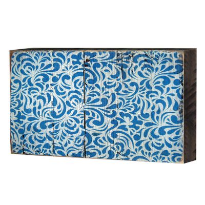 Designocracy 95004-12 Patterned Rustic Wooden Block Design Graphic Art