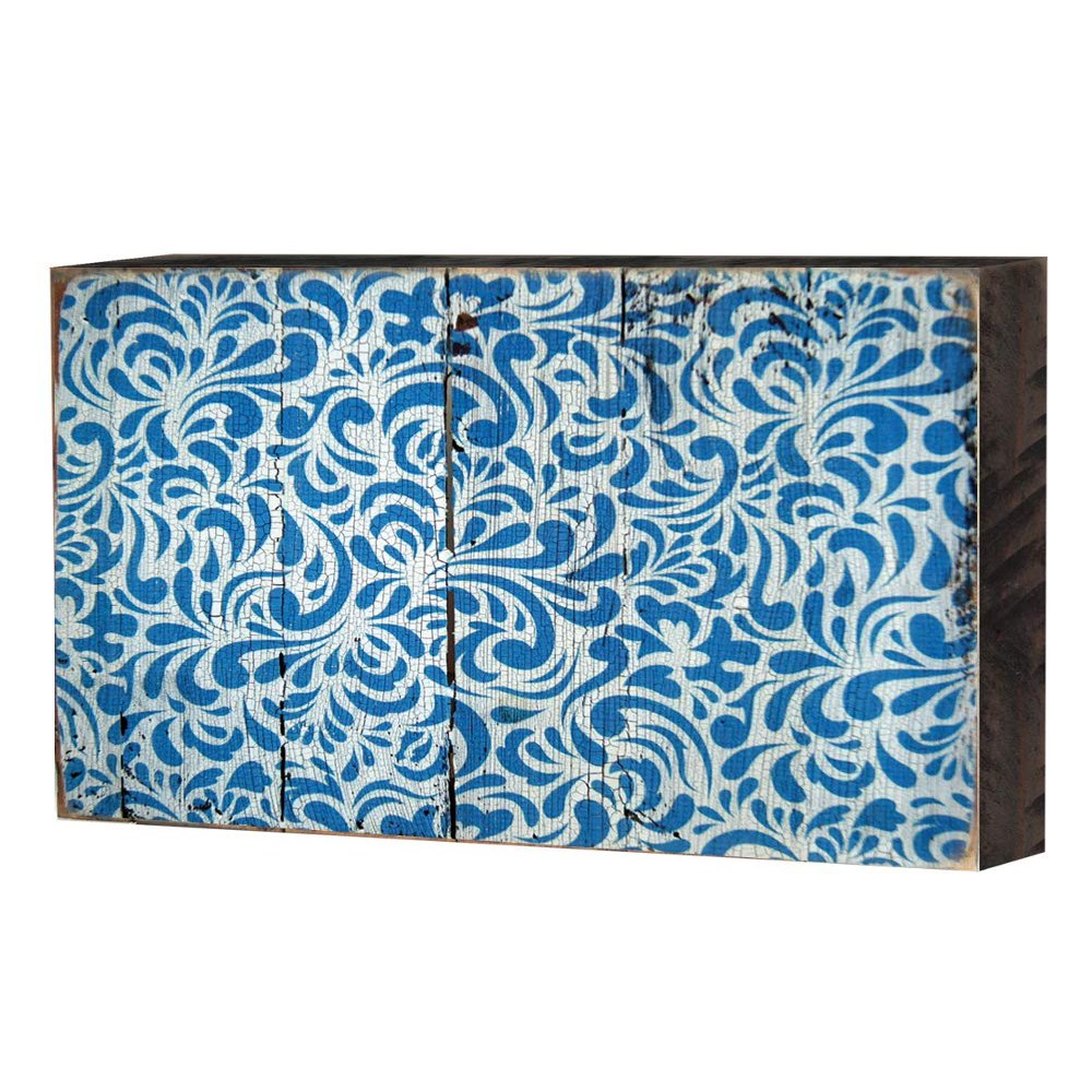 Designocracy 95004-12 Patterned Rustic Wooden Block Design Graphic Art
