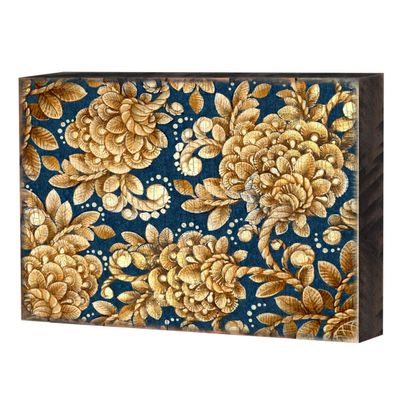 Designocracy 95014-12 Patterned Rustic Wooden Block Design Graphic Art